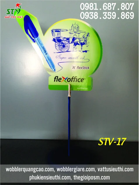 Wobbler để bàn màu xanh STV 17