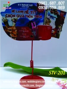 Wobbler để bàn đế nhựa đỏ STV 201