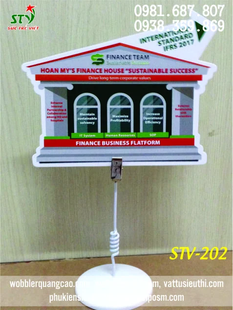 Wobbler để bàn đế nhựa trắng STV 202