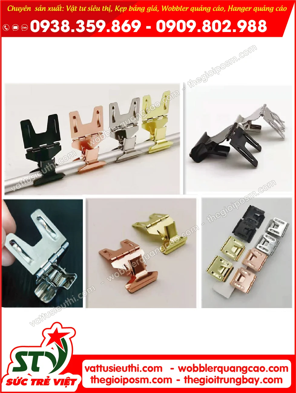Kẹp quảng cáo để bàn và gắn kệ